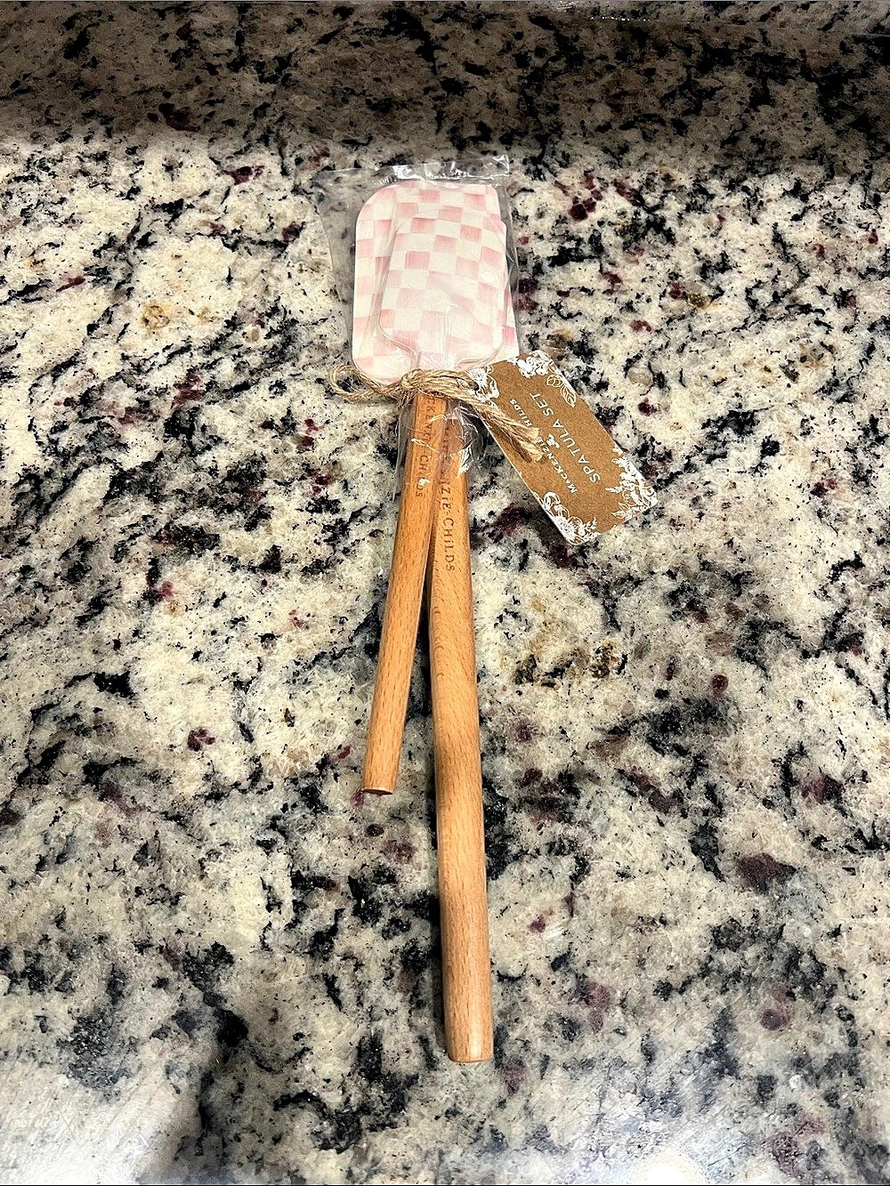 Mackenzie-Childs Rosy Check Spatulas Set of 2. NWT